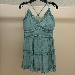 Source Unknown Seafoam Green Ruffle Mini Dress